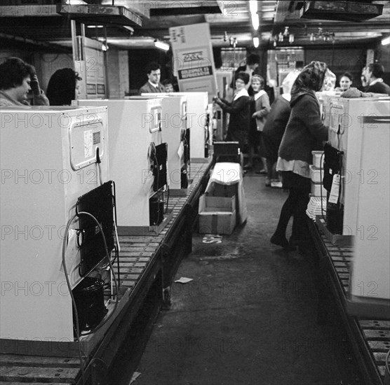 Fridge assembly line at the General Electric Company, Swinton, South Yorkshire, 1964.  Artist: Michael Walters