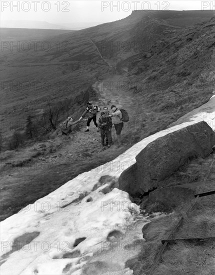 Hikers on Stanage Edge, Hathersage, Derbyshire, 1964.  Artist: Michael Walters