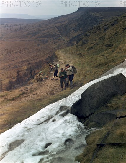 Hikers on Stanage Edge, Hathersage, Derbyshire, 1964.  Artist: Michael Walters