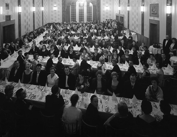 Guests seated before dinner at a social evening in central Doncaster, South Yorkshire, 1963. Artist: Michael Walters