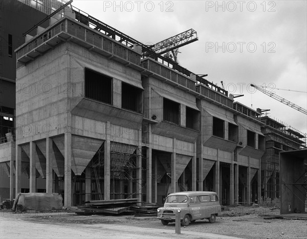 Bedford CA Minibus parked on a building site in West Burton, Nottinghamshire, 1964.  Artist: Michael Walters