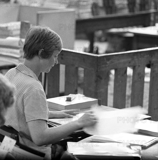 Book binding department of the White Rose Press, Mexborough, South Yorkshire, 1968. Artist: Michael Walters