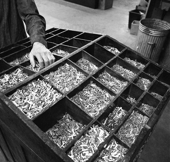 Set type broken up after use, the White Rose Press, Mexborough, South Yorkshire, 1968. Artist: Michael Walters