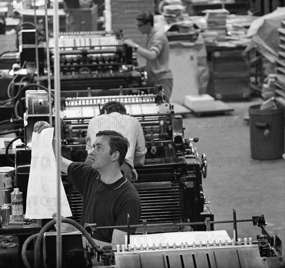 Checking print, the White Rose Press, Mexborough, South Yorkshire, 1968. Artist: Michael Walters