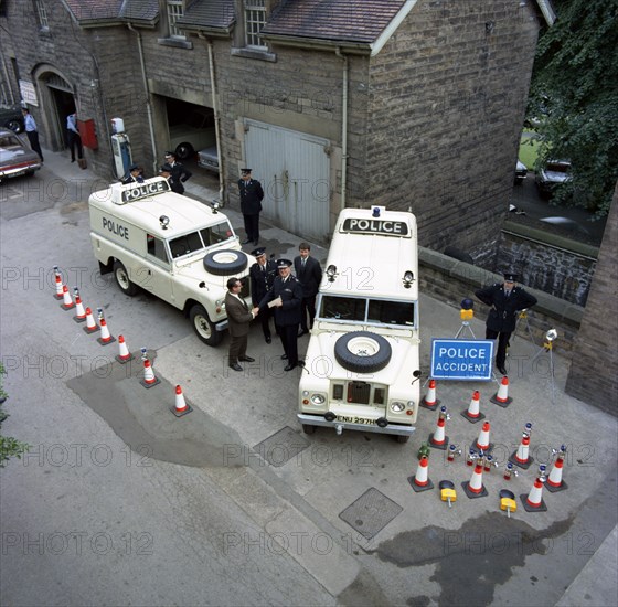 Derbyshire Police Commissioner taking delivery of two new Land Rovers, Matlock, Derbyshire, 1969. Artist: Michael Walters