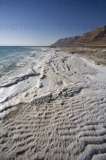 Salt on the shore of the Dead Sea, Israel. Artist: Samuel Magal