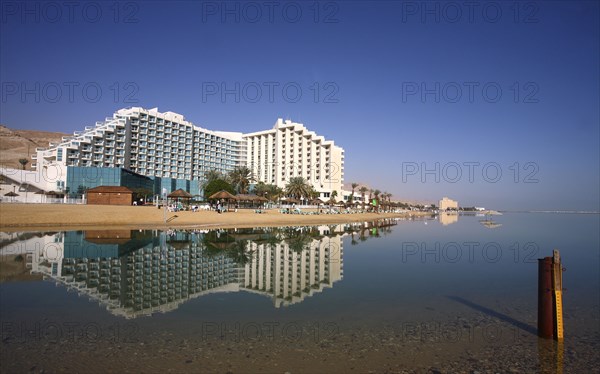 A hotel and a water level measurer, the Dead Sea, Israel. Artist: Samuel Magal