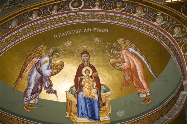 The ceiling of a Greek church in Capernaum, Israel. Artist: Samuel Magal