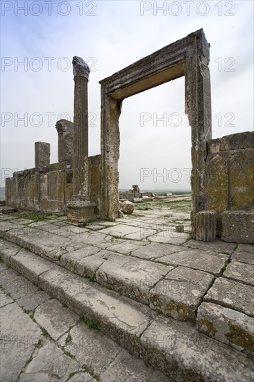 A temple in Dougga (Thugga), Tunisia. Artist: Samuel Magal