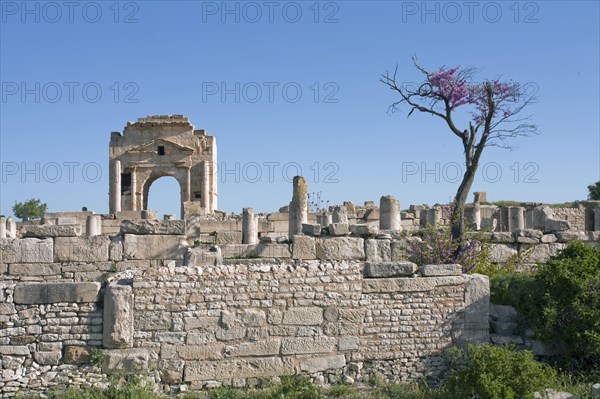 The Arch of Trajan and the Basilica of Hildeguns, Mactaris, Tunisia. Artist: Samuel Magal