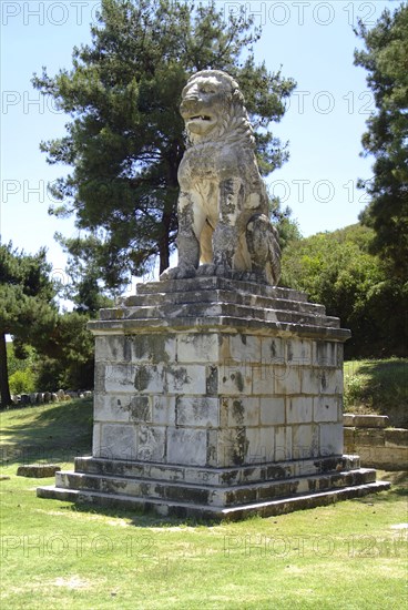 A Hellenistic stone lion, Amphipolis, Greece. Artist: Samuel Magal