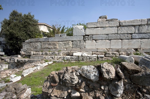 A Roman fortification wall in the Greek Agora of Athens, Greece. Artist: Samuel Magal