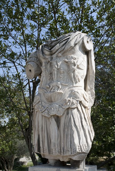 The statue of the Emperor Hadrian (117-138) at the Greek Agora in Athens, Greece. Artist: Samuel Magal