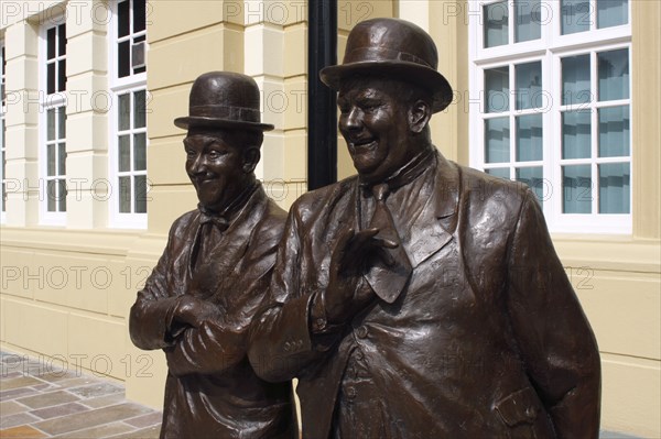 Laurel and Hardy statue, Coronation Hall, Ulverston, Cumbria, 2009.