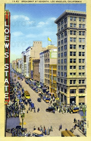 Broadway at 7th Street, Los Angeles, California, USA, 1931. Artist: Unknown