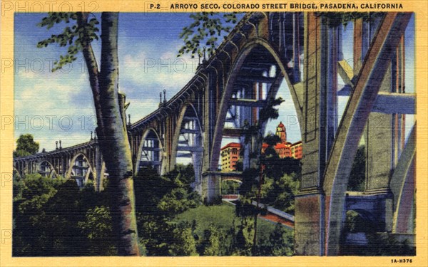 Arroyo Seco and the Colorado Street Bridge, Pasadena, California, USA, 1931. Artist: Unknown