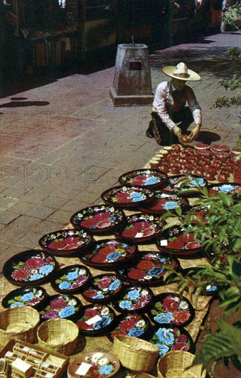 Sidewalk merchant, Olvera Street, Los Angeles, California, USA, 1953. Artist: Unknown