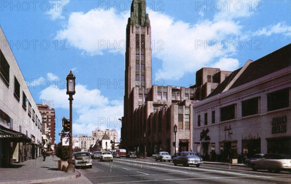 Wilshire Boulevard Showing Bullock's Wilshire, Los Angeles, California, USA, 1953. Artist: Unknown