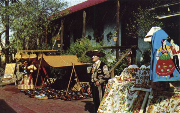 Mexican street merchant, Olvera Street, Los Angeles, California, USA, 1953. Artist: Unknown