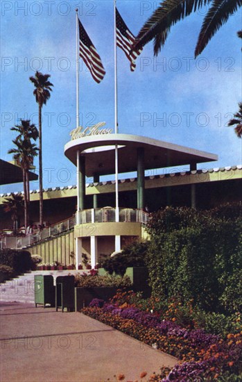 Clubhouse entrance, Hollywood Park Racetrack, Inglewood, Los Angeles, California, USA, 1953. Artist: Unknown