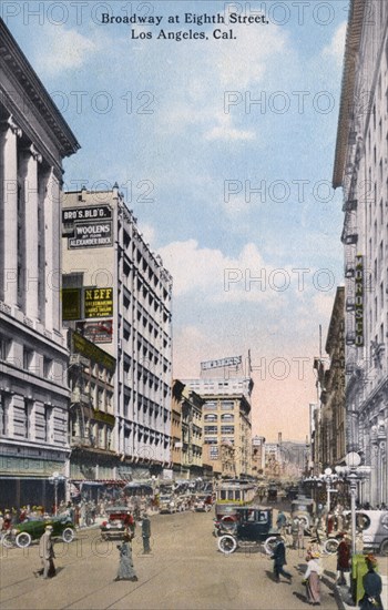 Broadway at 8th Street, Los Angeles, California, USA, 1915. Artist: Unknown