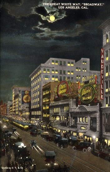 'The Great White Way', Broadway, Los Angeles, California, USA, 1915. Artist: Unknown