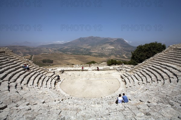 The ancient Greek theatre at Segesta, Sicily, Italy. Artist: Samuel Magal