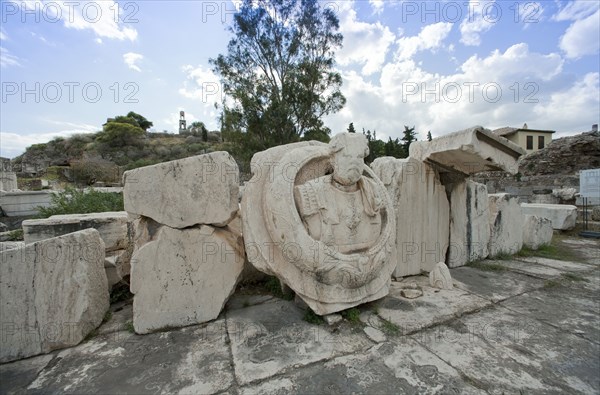 A medallion bust of Marcus Aurelius, Eleusis, Greece. Artist: Samuel Magal