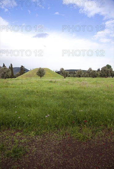 The burial mound of the Athenians at Maratona (Marathonas), Greece. Artist: Samuel Magal