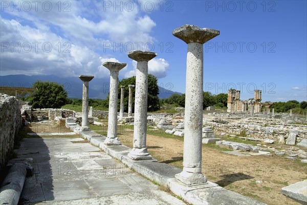 A three-aisled stoa in Philippi, Greece. Artist: Samuel Magal