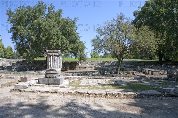 An ionic column fragment from the Stoa of Echo at Olympia, Greece. Artist: Samuel Magal