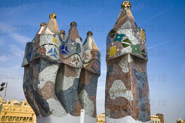 Chimneys of Battlo House, Barcelona, Spain, 2007. Artist: Samuel Magal