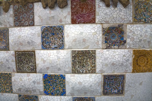 Decoration on the banister of a terrace in Park Guell, Barcelona, Spain, 2007. Artist: Samuel Magal