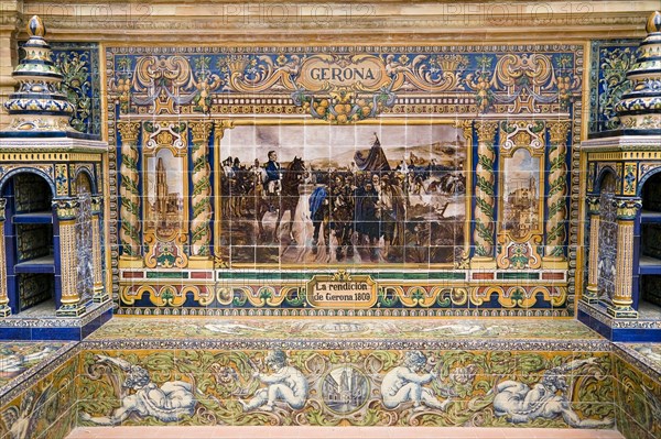 Tiled alcove in the Plaza de Espana, Seville, Andalusia, Spain, 2007.  Artist: Samuel Magal