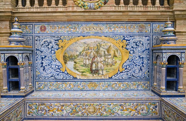 Tiled alcove in the Plaza de Espana, Seville, Andalusia, Spain, 2007. Creator: Samuel Magal.