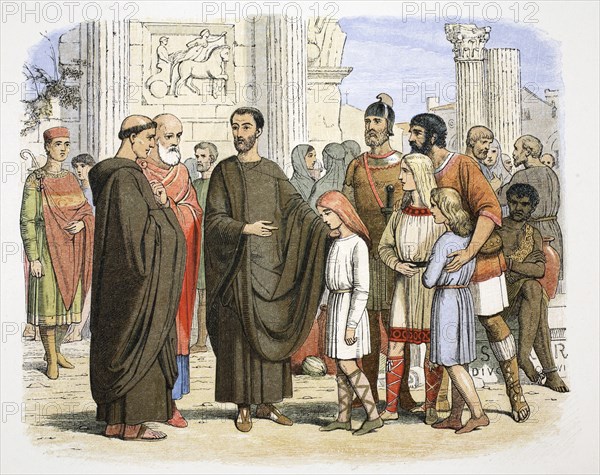 St Gregory the Great and the English slaves at Rome, 590 (1864).  Artist: James William Edmund Doyle