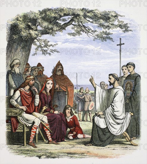 Augustine preaching before King Ethelbert, 597 (1864). Artist: James William Edmund Doyle