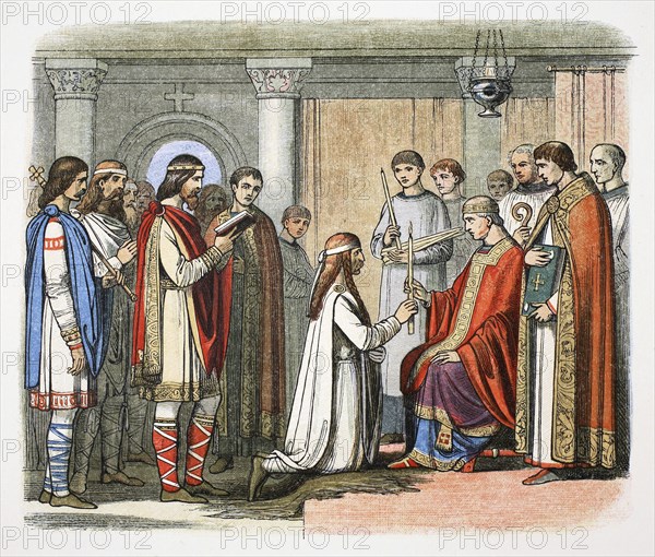 Baptism of King Guthrum, 878 (1864). Artist: James William Edmund Doyle