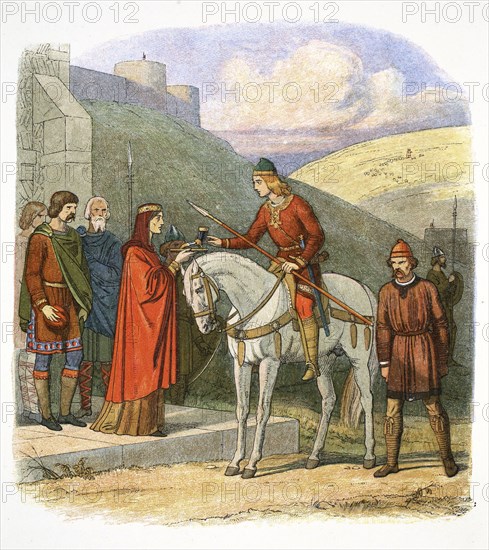 Edward the Martyr arriving at Corfe, Dorset, 978 (1864). Artist: James William Edmund Doyle