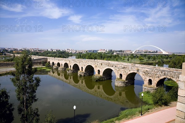 Roman Bridge over the Guadiana River, Merida, Spain, 2007. Artist: Samuel Magal
