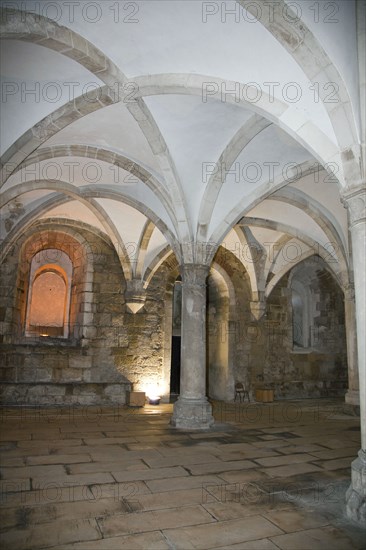 Monks' hall with Gothic vault, Monastery of Alcobaca, Alcobaca, Portugal, 2009.  Artist: Samuel Magal