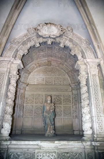 Statue of the Virgin and Child, Monastery of Alcobaca, Alcobaca, Portugal, 2009.  Artist: Samuel Magal