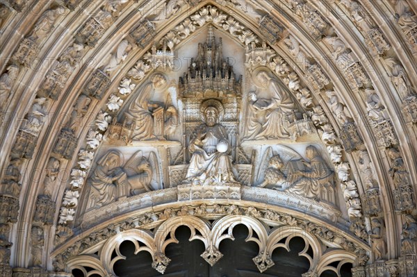 Detail of main portal with tympanum and archivolt, Monastery of Batalha, Batalha, Portugal, 2009. Artist: Samuel Magal