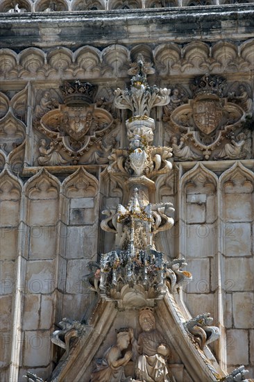 Architectural detail above the main portal, Monastery of Batalha, Batalha, Portugal, 2009. Artist: Samuel Magal
