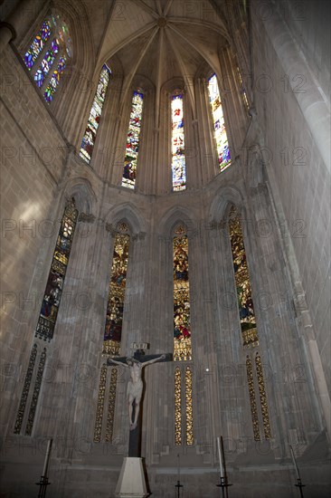 Stained glass windows, church chancel, Monastery of Batalha, Batalha, Portugal, 2009. Artist: Samuel Magal