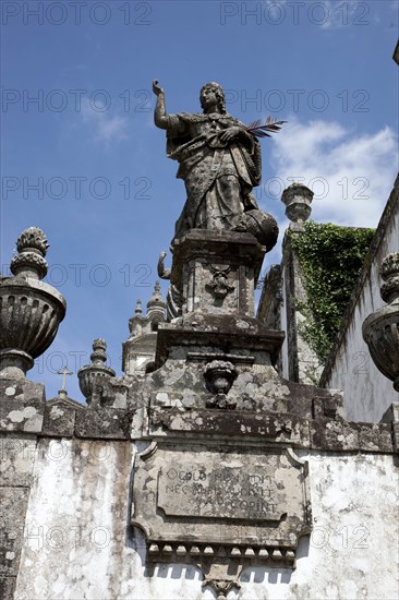 Statue on the monumental Baroque stairway, Bom Jesus do Monte Church, Braga, Portugal, 2009.  Artist: Samuel Magal