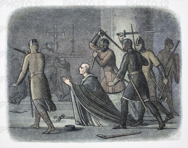 Murder of Thomas Becket, Canterbury Cathedral, Kent, 1170 (1864).  Artist: James William Edmund Doyle