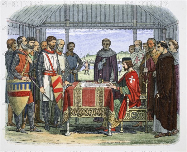 King John signs the Great Charter, Runnymede, Surrey, 1215 (1864).  Artist: James William Edmund Doyle