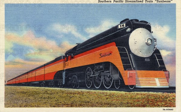 Southern Pacific streamlined train 'Sunbeam', USA, 1937. Artist: Unknown