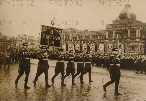 Moscow Victory Parade in Red Square, 1945. Artist: Unknown